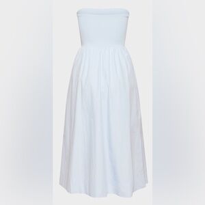 Babaton White strapless, fit, and flare dress